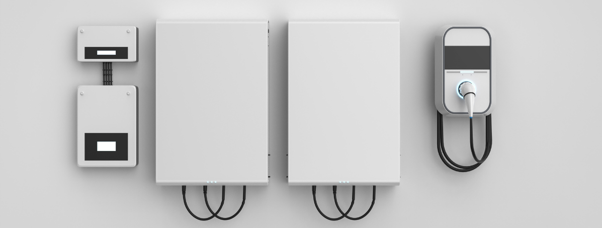A group of white electrical devices.