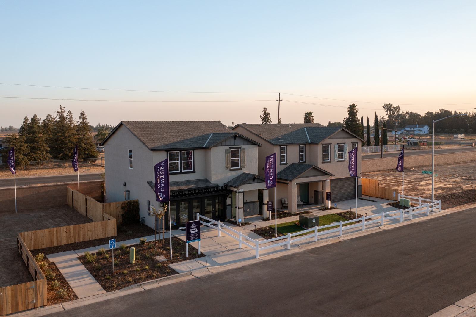 A road with houses along it.