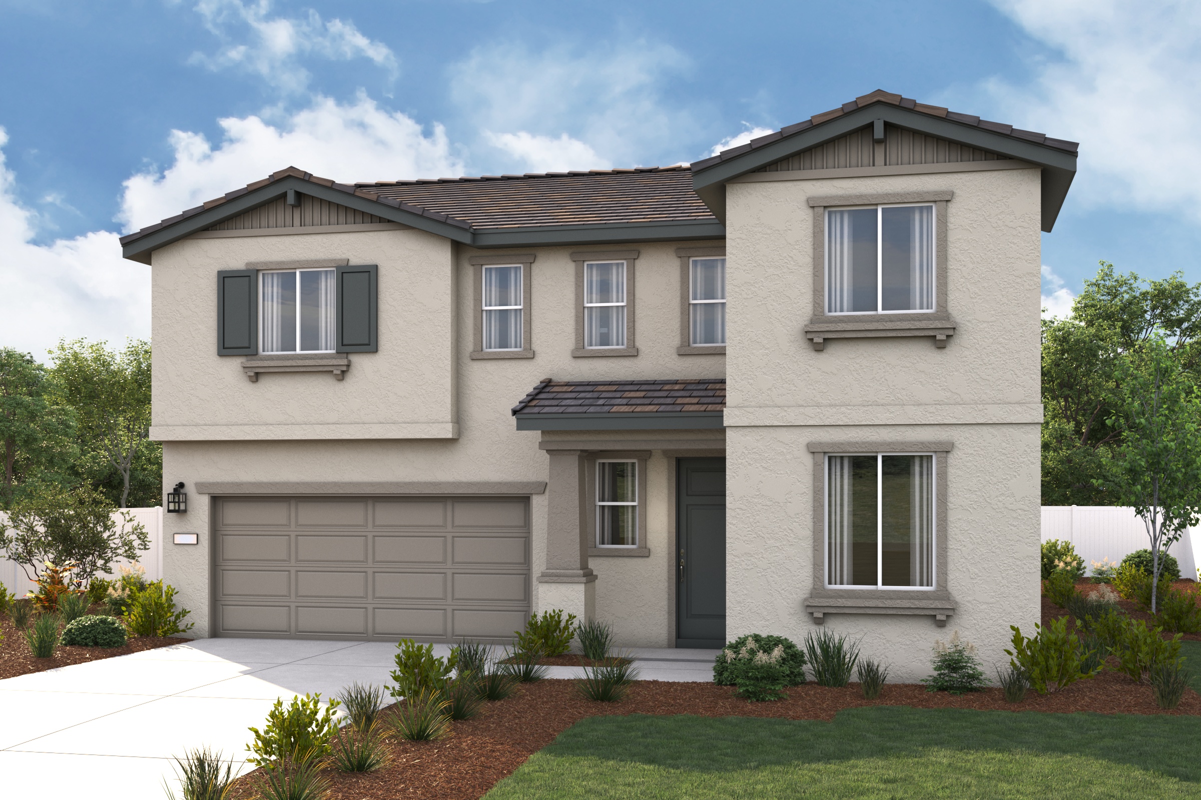 A house with a garage.