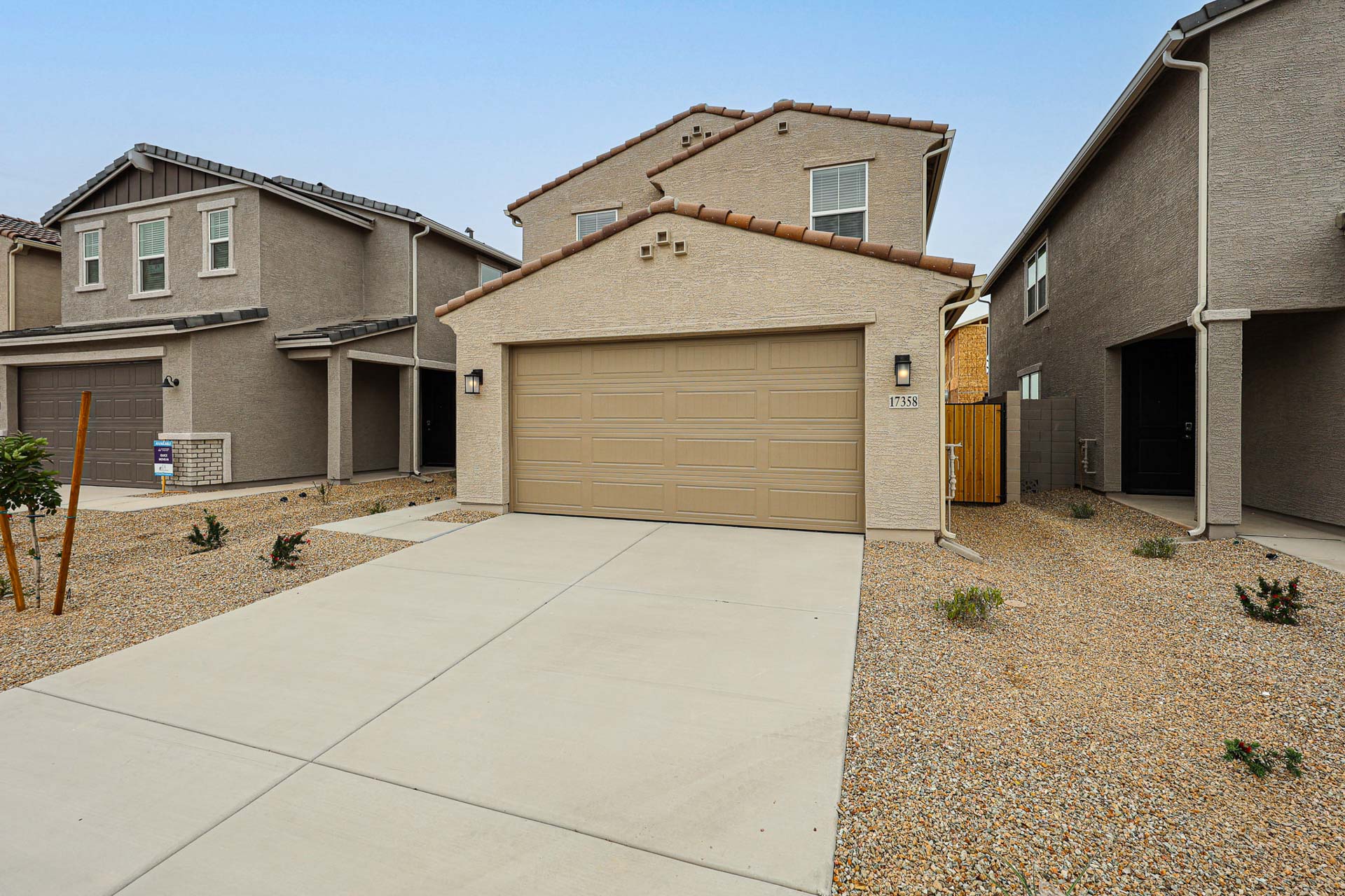A building with a garage.