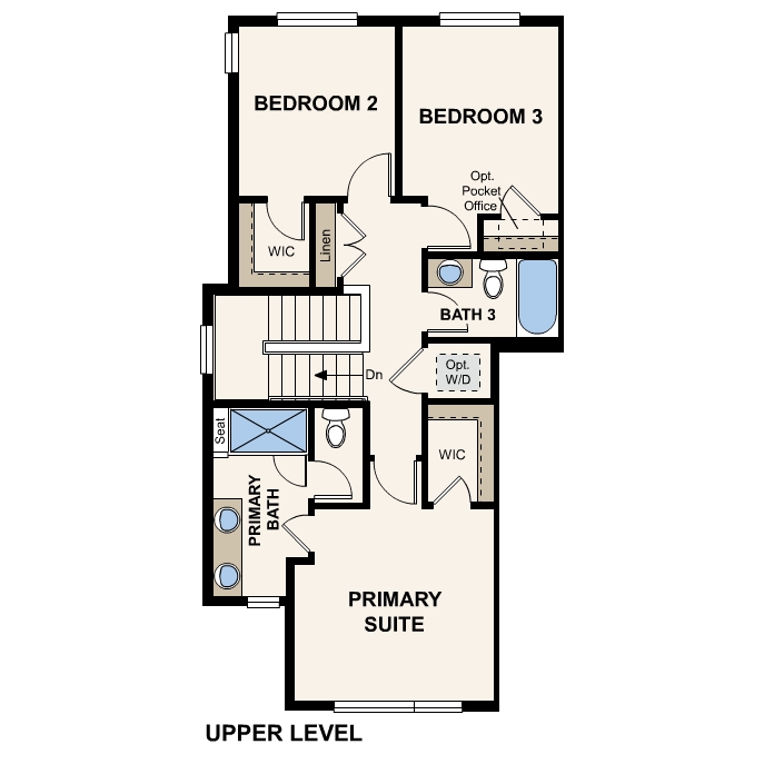 Diagram, engineering drawing. Westerly Floorplan, Upper Level