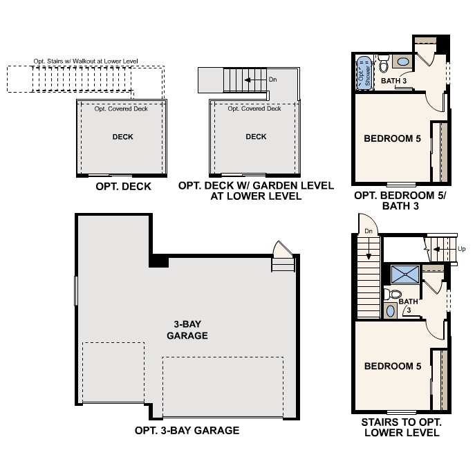 Diagram, engineering drawing. Powell Floorplan, Main Level Options