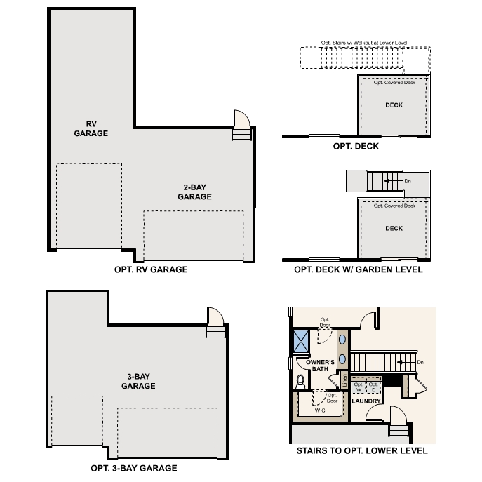 Diagram, engineering drawing. Cimarron Floorplan, Main Level Options