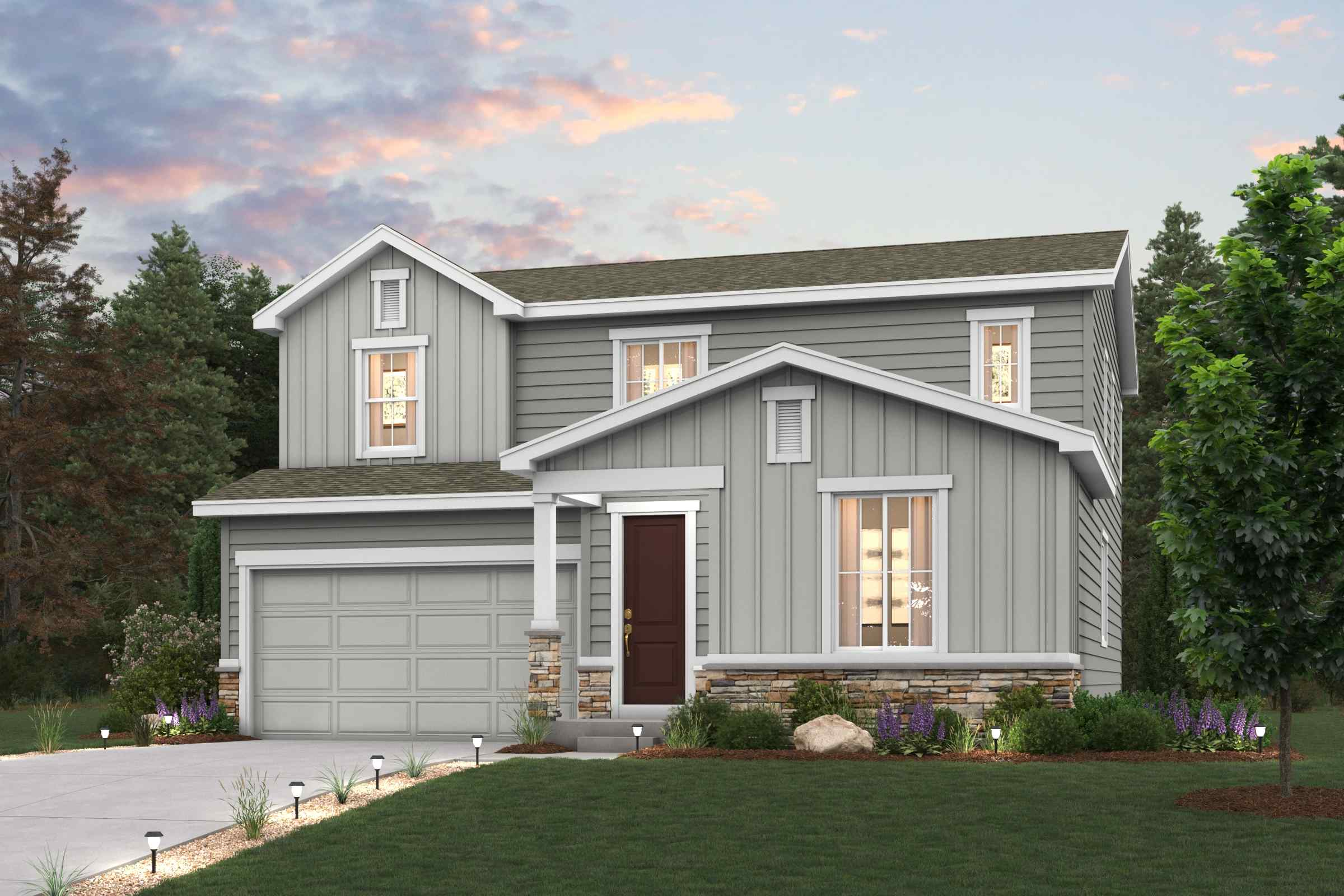 A house with a garage.