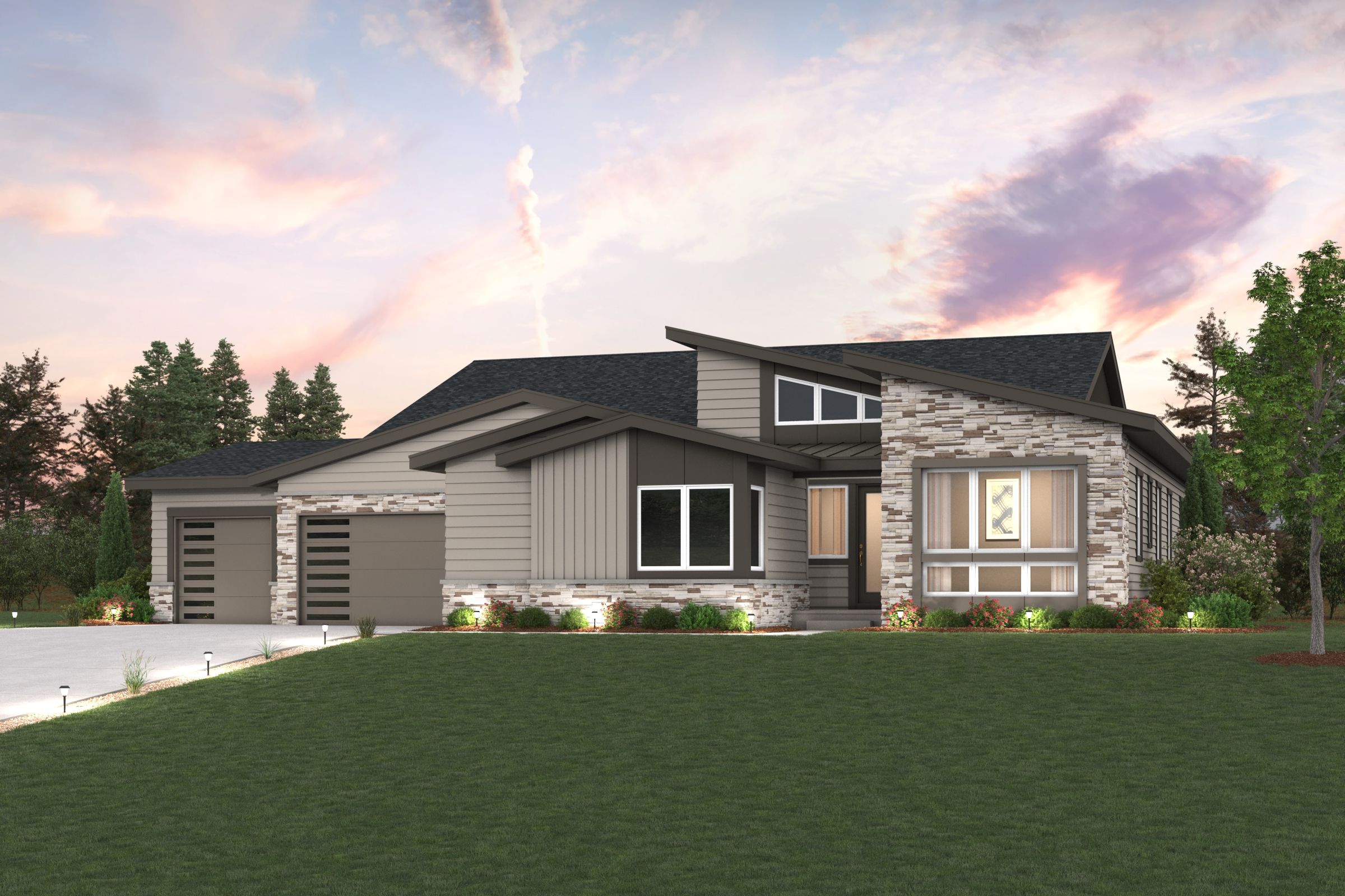 A house with a green lawn.