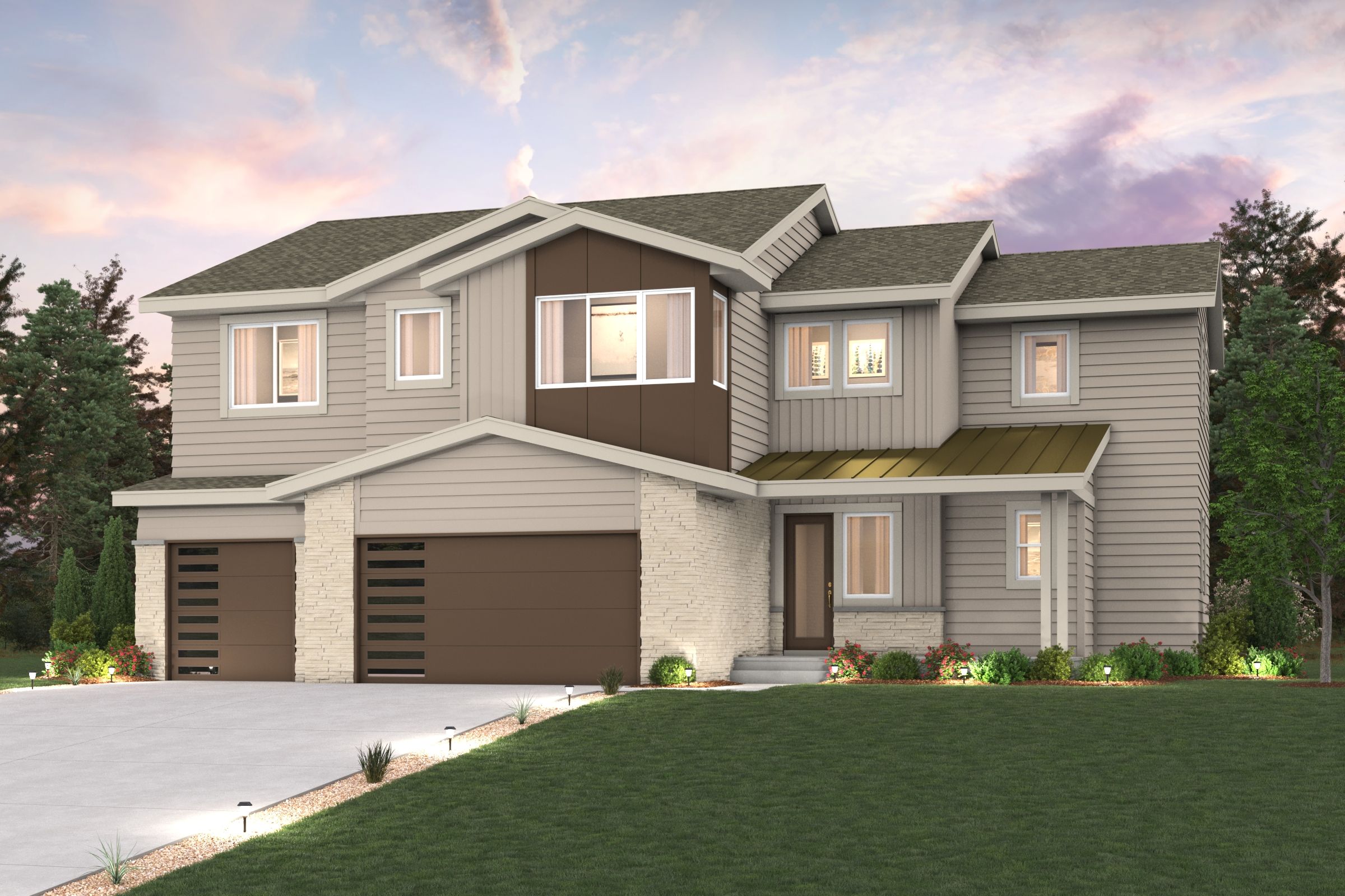 A house with a driveway.