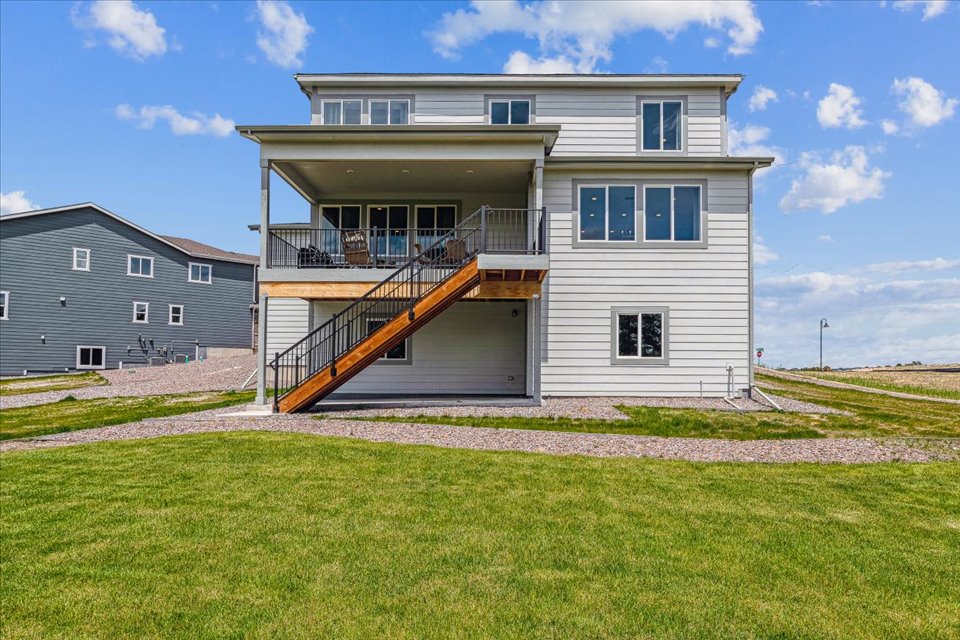 A house with a staircase.