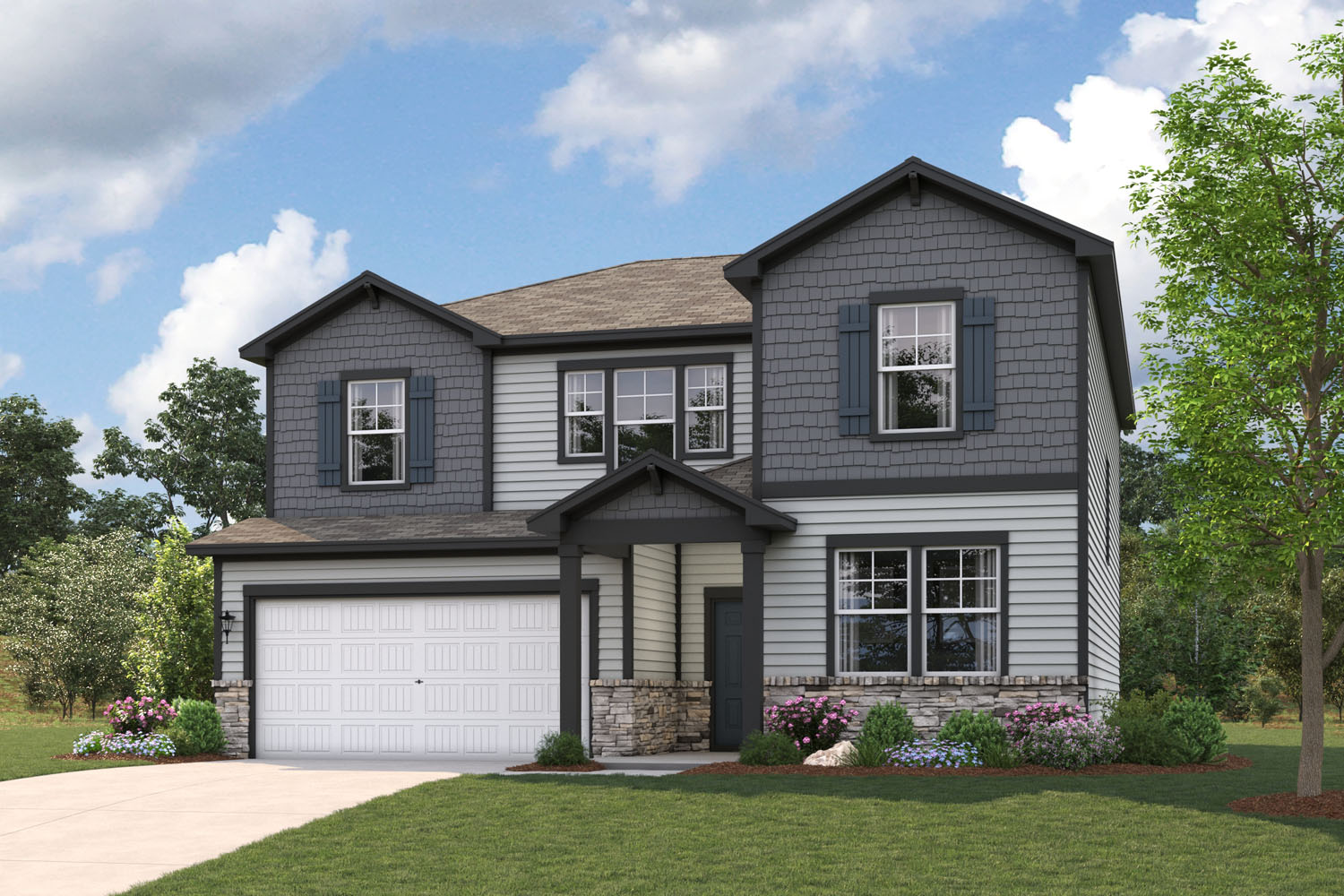 A house with a garage.