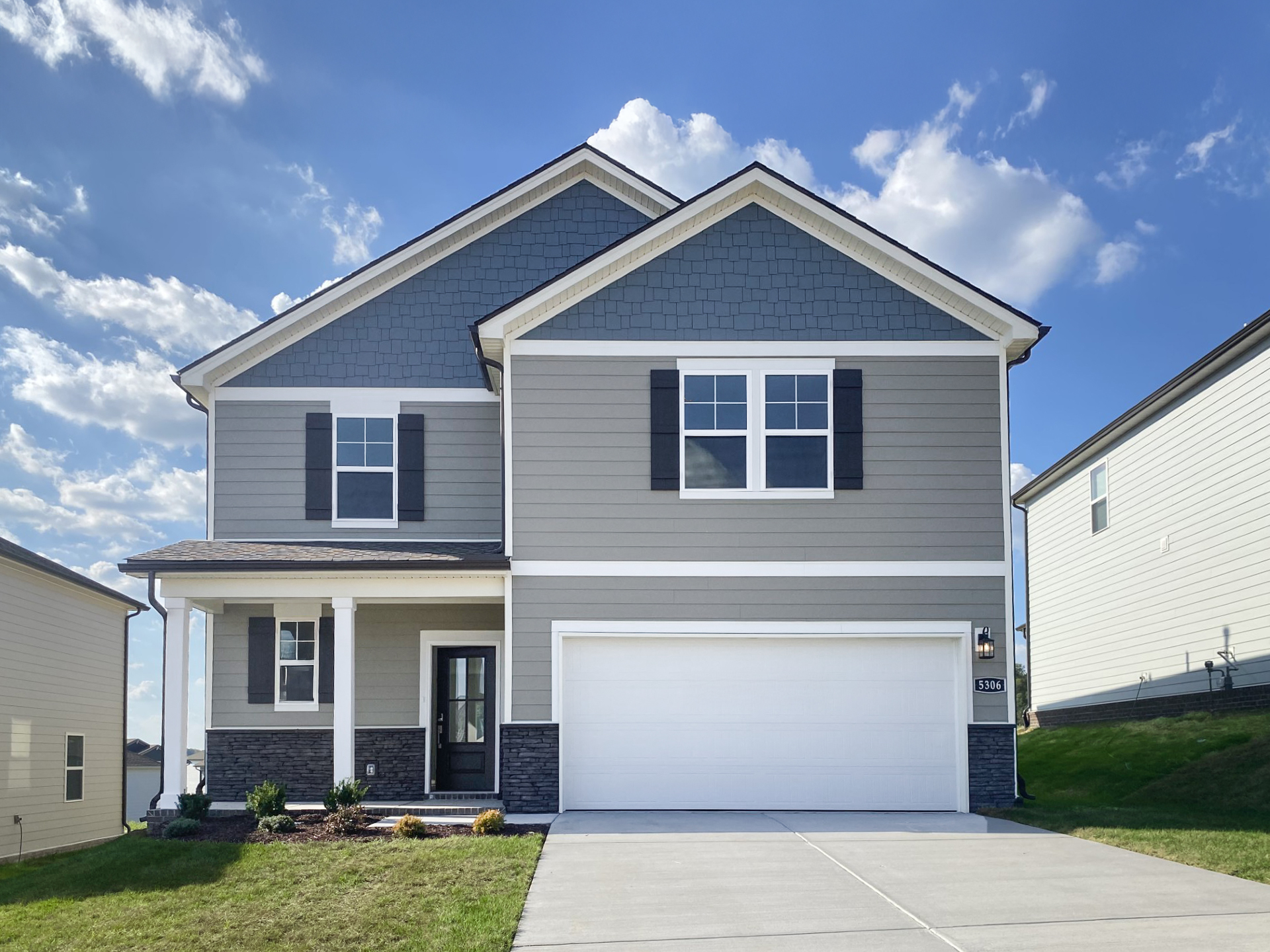 A house with a garage.