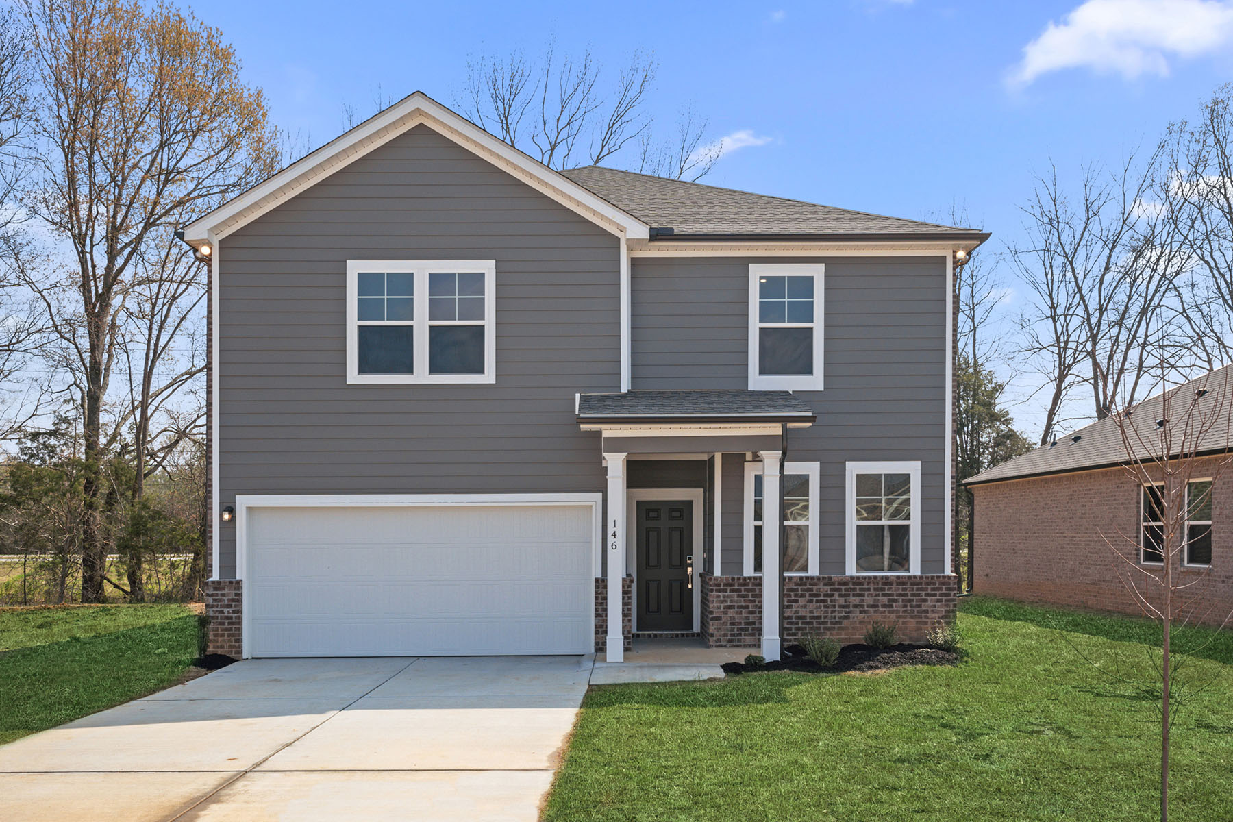 A house with a garage.