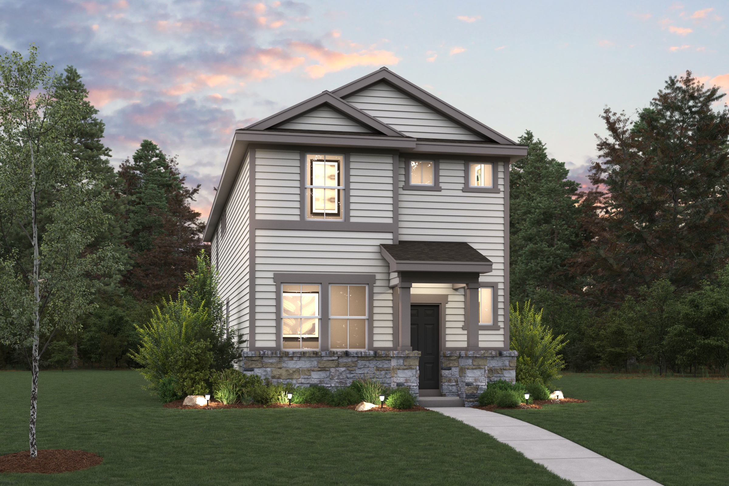 A house with a yard and trees.