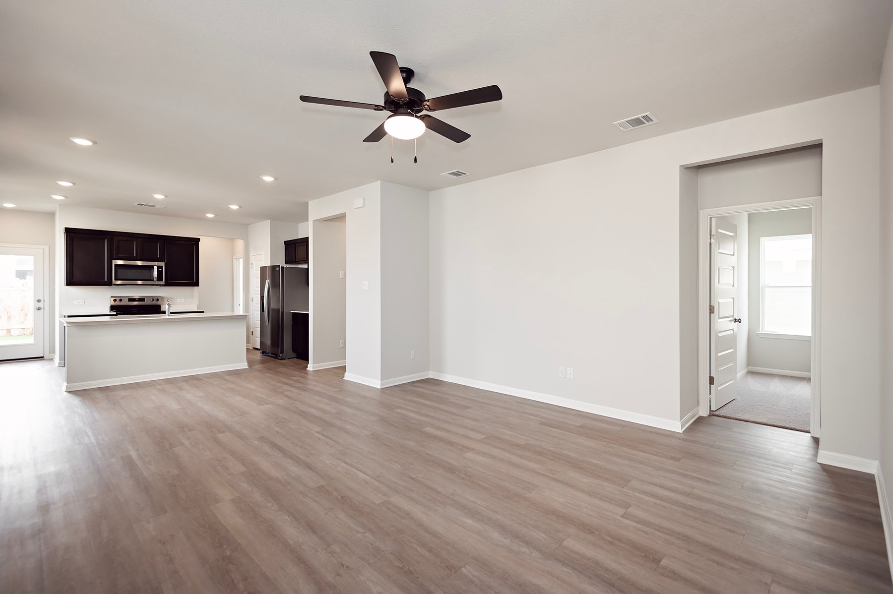 A large empty living room.