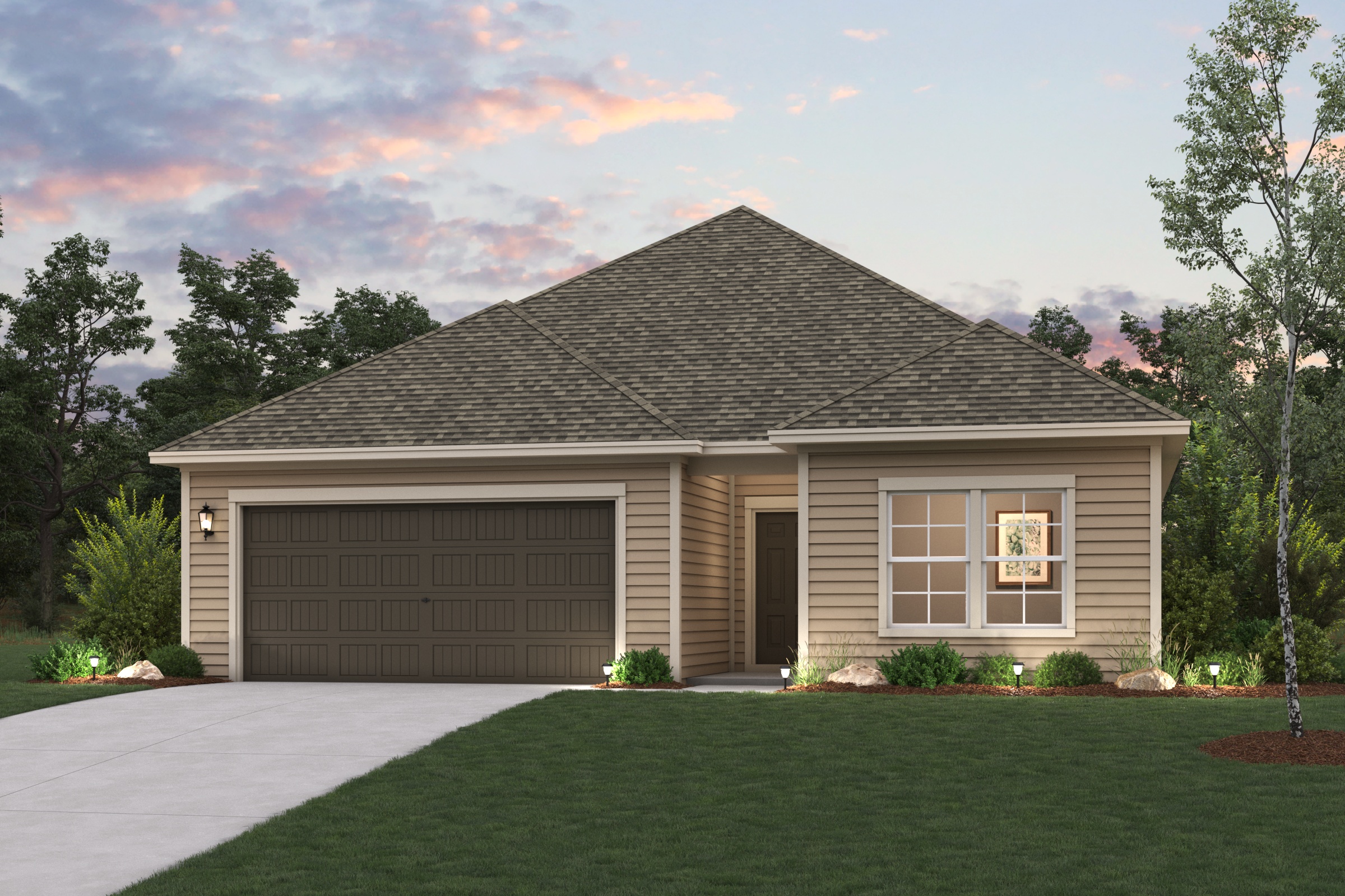 A house with a garage.