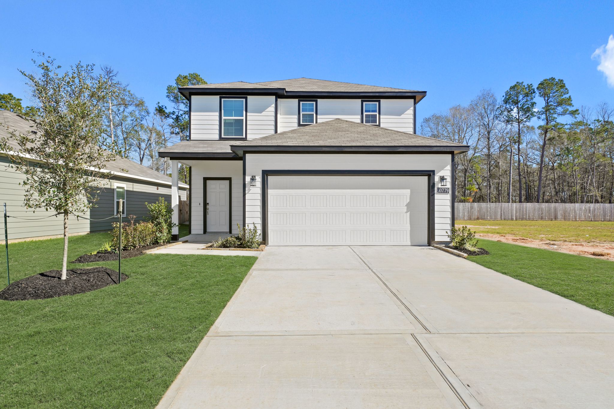 A house with a garage.