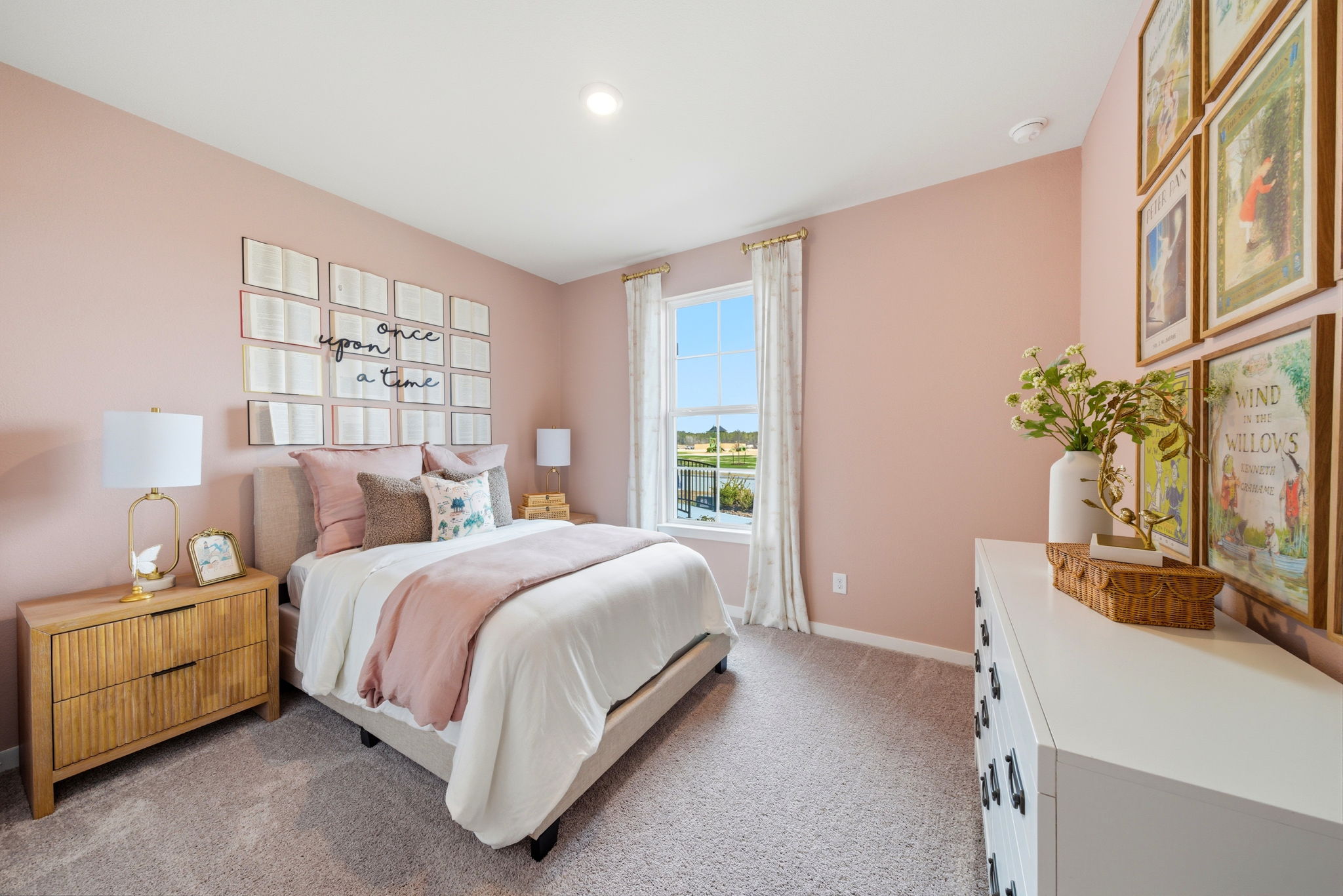 A bedroom with a bed and a window.