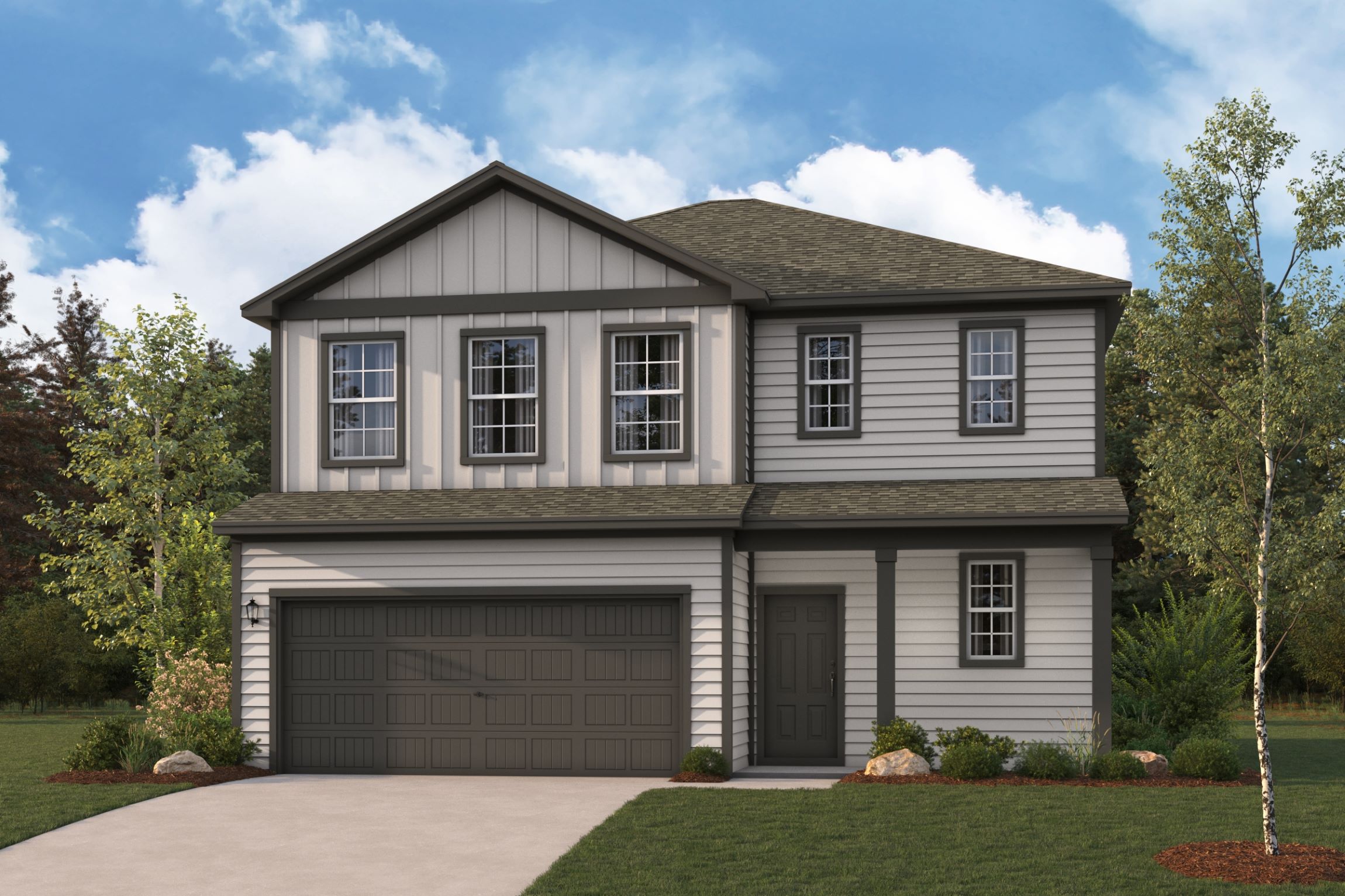 A house with a garage.