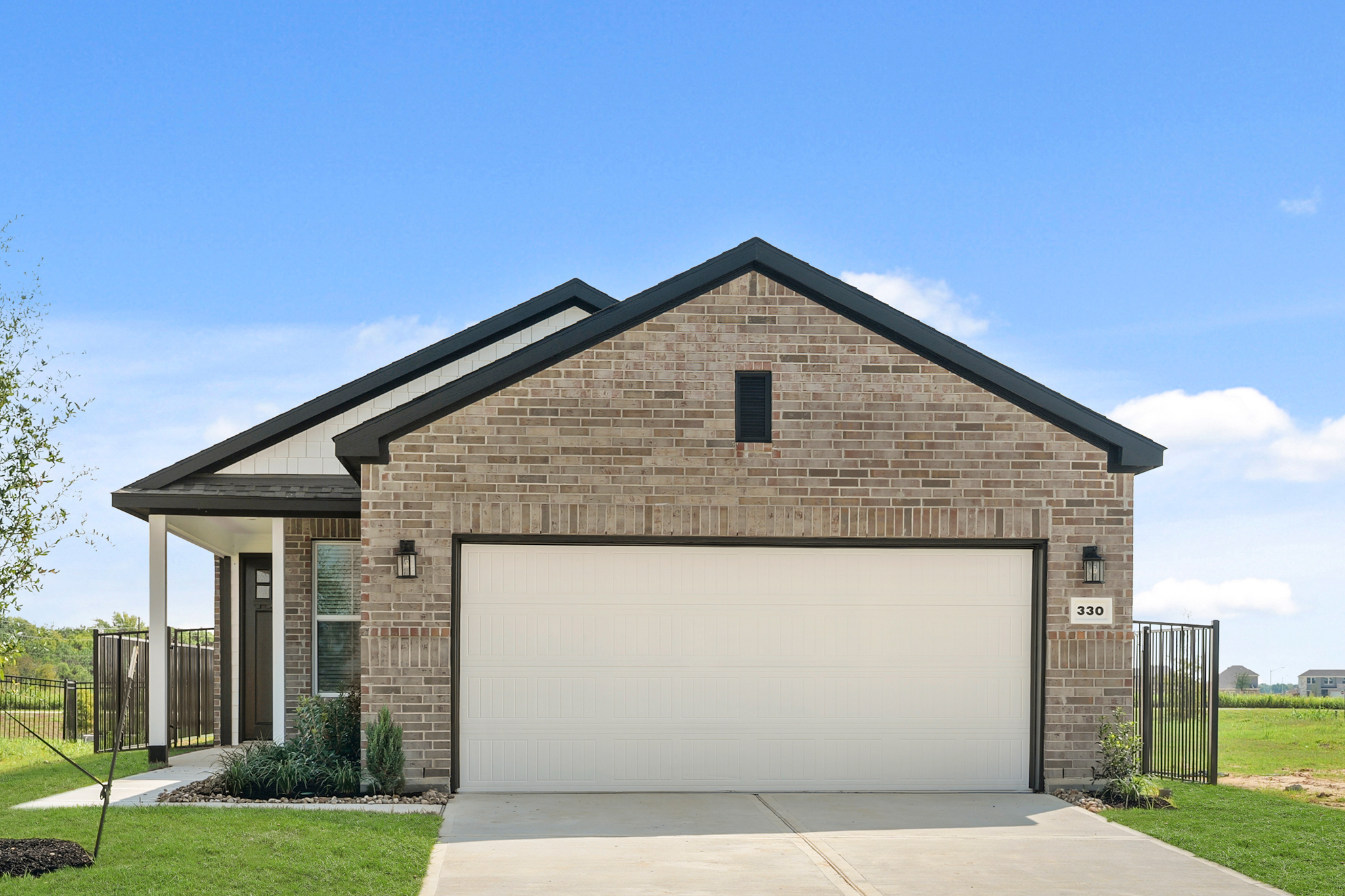 A building with a garage.