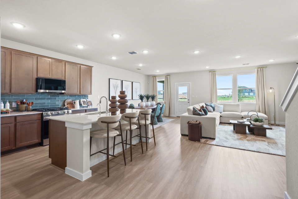 A large kitchen with a large island.