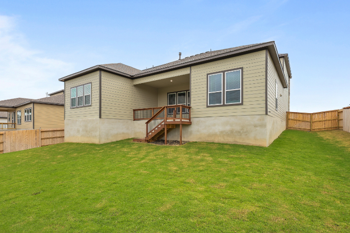 A house with a deck.