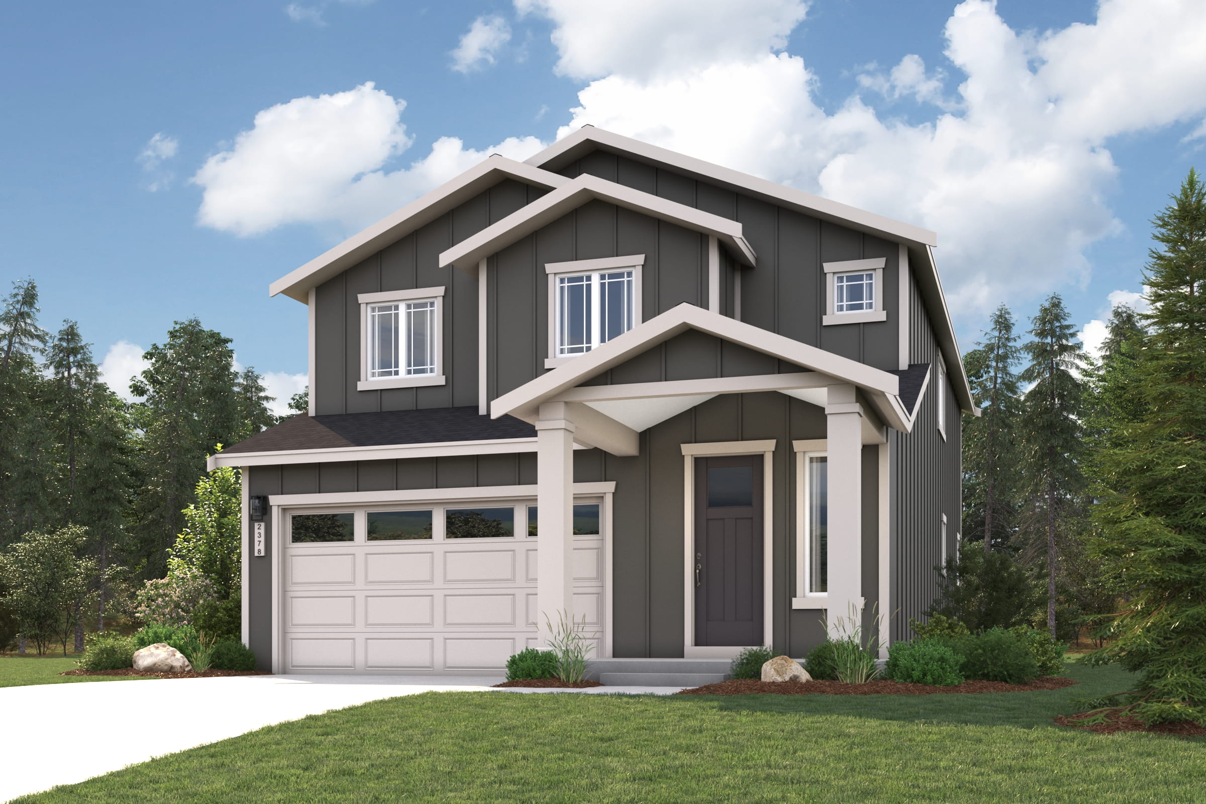 A house with a garage.