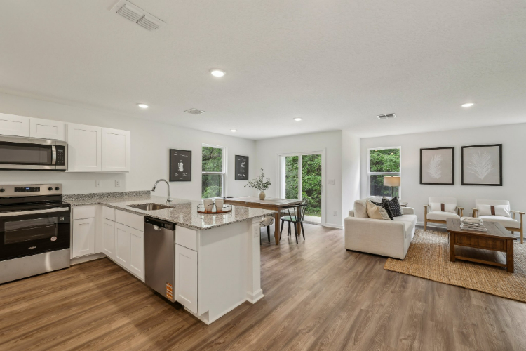 A large kitchen with a large island.