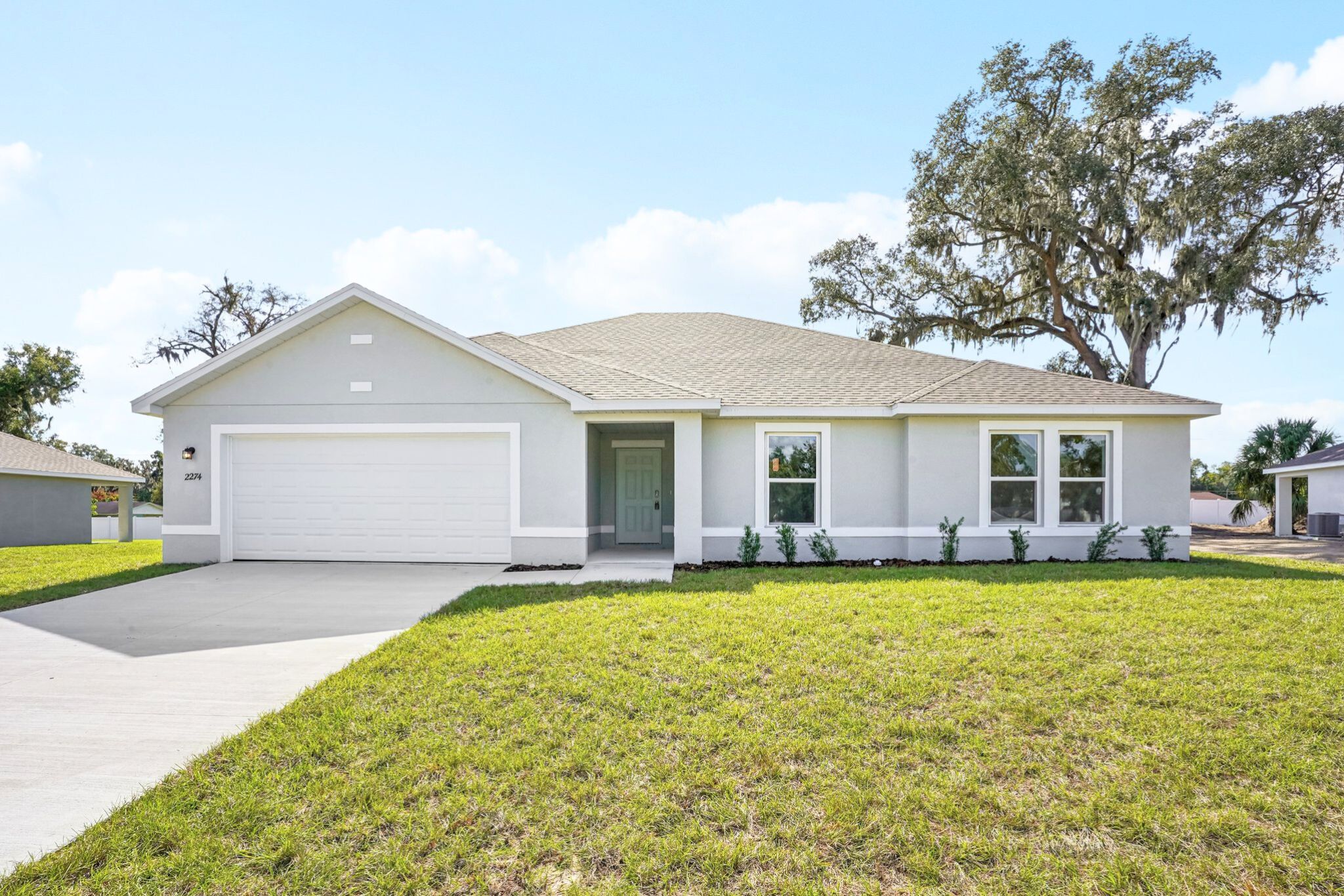 A house with a garage.
