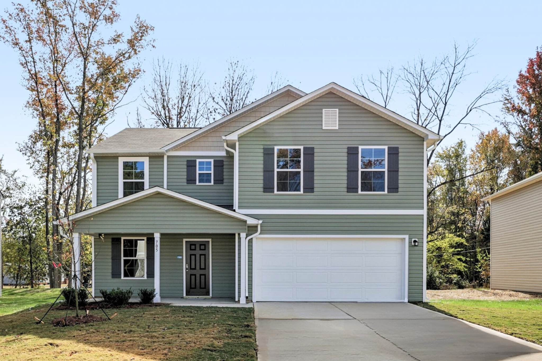 A house with a garage.